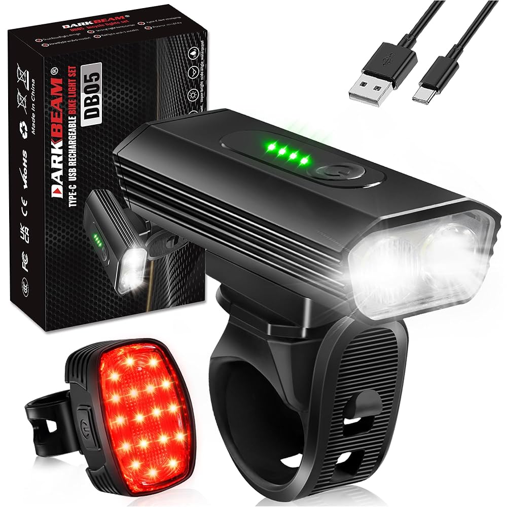 USB Rechargeable Double LED Bike Flashlight Headlight