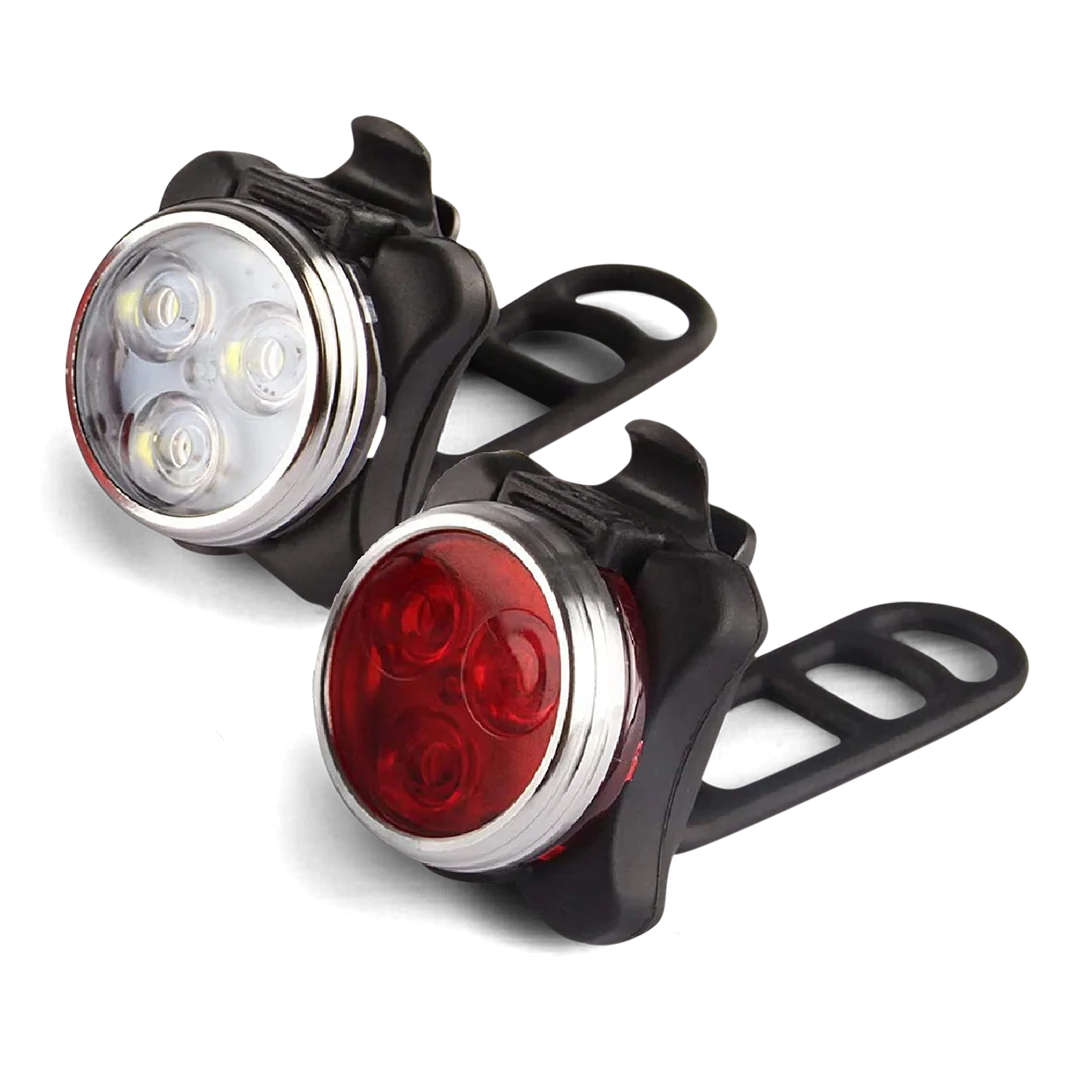 USB Rechargeable Double LED Bike Flashlight Headlight