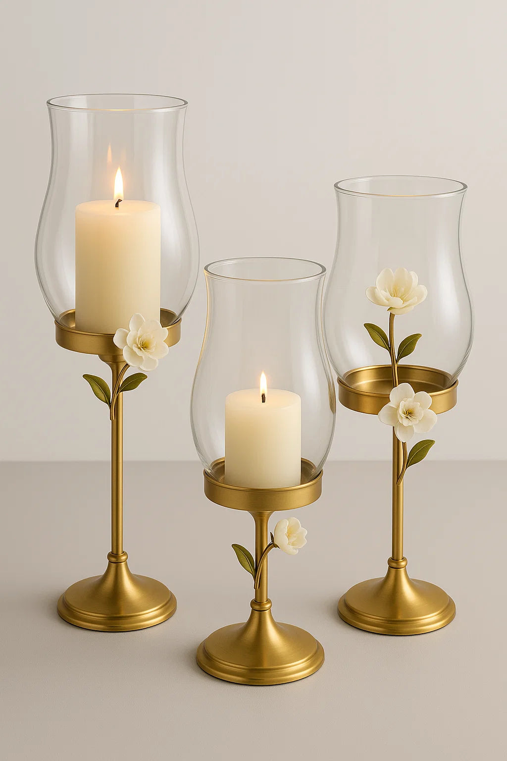 Amber Glass Candle Holders (2 pcs)