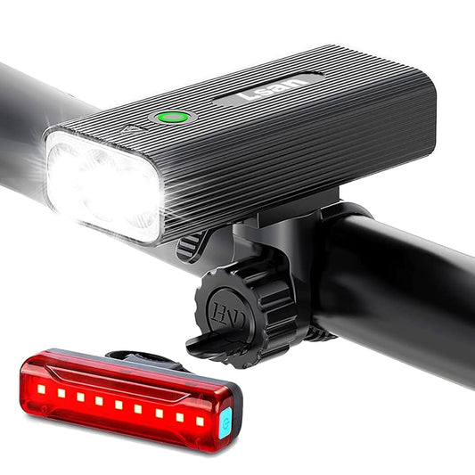 USB Rechargeable Double LED Bike Flashlight Headlight