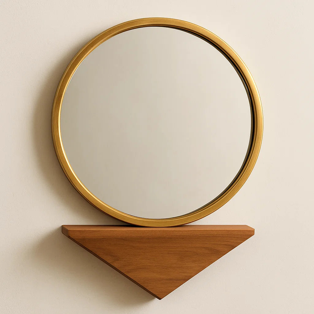 Round Mirror with Bamboo Frame
