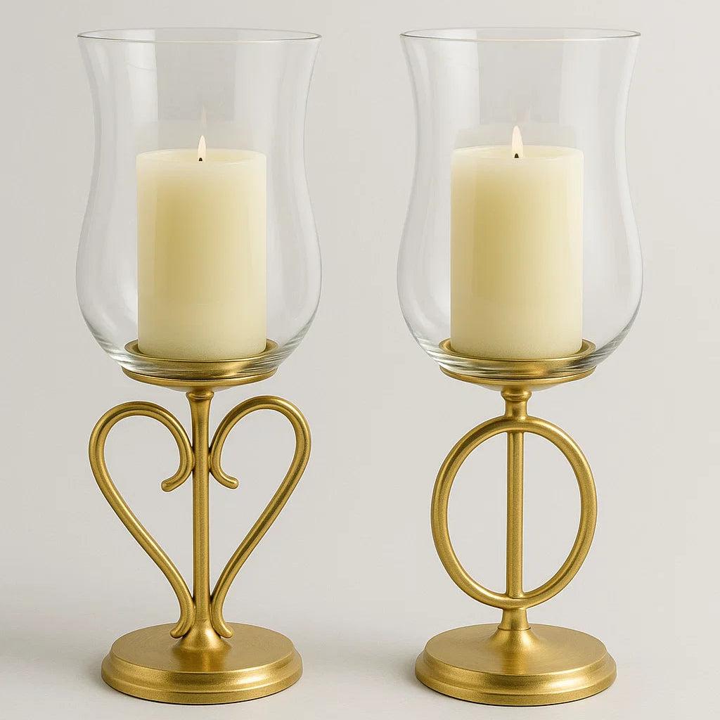 Amber Glass Candle Holders (2 pcs)